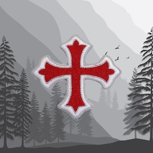 Iron On Knight Templar Patch, Embroidered Shield Crest for Backpack Jacket Vest, Medieval Applique Badge, Coat of Arms Patch, Crusader Cross