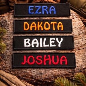 Custom Embroidered Name Tag Patch, Iron-On or Sew-On Applique for Jacket Backpack, Personalized Badge, Outdoor Gear Label, Camp Supplies