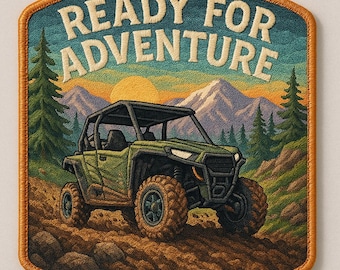 Parche UTV Muddy/Parche termoadhesivo/Side by Side/Insignia de montaña/Equipo Trail Boss/Todoterreno/Aplique para coser en ropa, chaleco, chaqueta y mochila