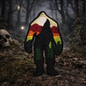 Bigfoot Patch/Iron-On Patch/Sasquatch Forest Cryptid/Nature Badge/Mountains/Embroidered Sew-On Applique for Clothing Jacket Backpack Hats