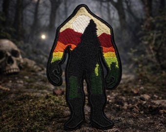 Bigfoot Patch/Iron-On Patch/Sasquatch Forest Cryptid/Nature Badge/Mountains/Embroidered Sew-On Applique for Clothing Jacket Backpack Hats