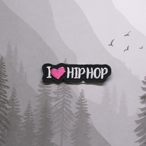 I Love Hip Hop Patch Embroidered Iron-on Applique for Clothing Vest Jacket Backpack, Music Genre, Headphones Records Instrument, Dance