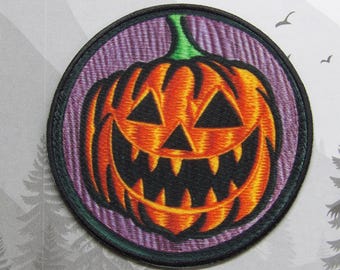 Iron-On Jack O’Lantern Patch, Sew-On Applique for Jacket, Backpack, Costume, Halloween Pumpkin Badge, Scary Face Patch, Spooky Fall Decor