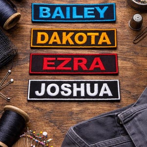 Custom Embroidered Name Tag Patch, Iron-On or Sew-On Applique for Jacket Backpack, Personalized Badge, Outdoor Gear Label, Camp Supplies