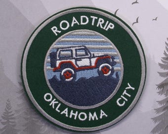 Opstrijkbare Oklahoma City Road Trip-patch/geborduurde appliqué voor jas rugzakkleding/offroad 4x4 Adventure Rig/4WD embleem/Trail Adventure