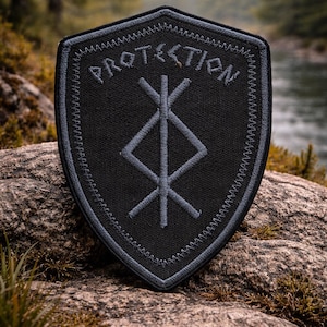 Viking Symbols Patch/Iron On Patch/Nordic Shield Badge/Rune Magic Signs/Norse Amulet/Embroidered Sew-On Applique for Clothes Vest/Jacket Hat