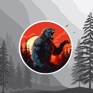 Calcomanía de hombre lobo aullando, calcomanías de vinilo de Halloween, calcomanía críptica para parachoques de ventana de automóvil, camión y computadora portátil, leyenda de mitos