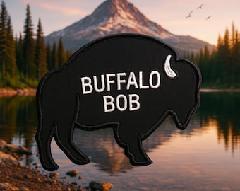 Buffalo Patch/Name Patch/Custom Iron-On Patch/Outdoor Gifts, Wild Animal Badge/Embroidered Sew-On Applique for Clothing Vest Hats Backpack