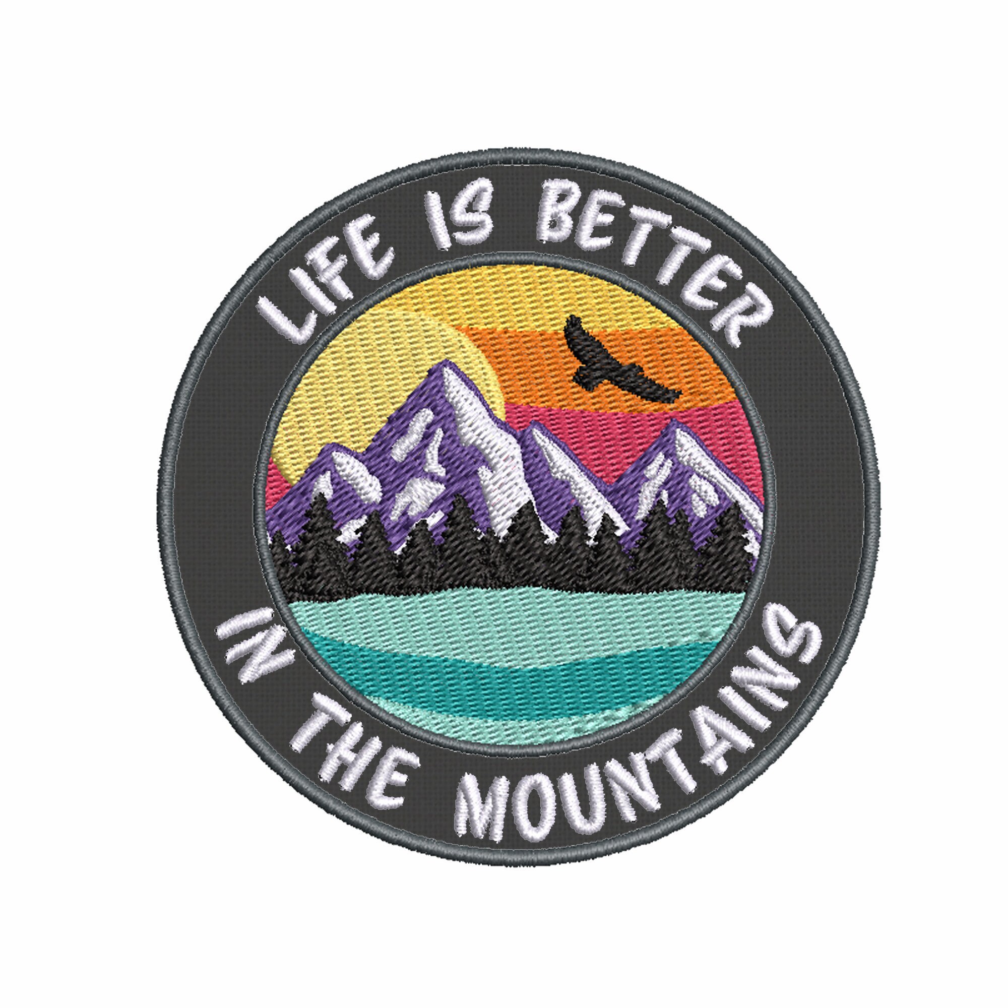 Life is Better in the Mountains Sunset Embroidered Patch Iron-on
