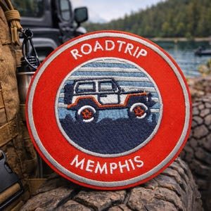 Memphis Road Trip Patch/Iron On Patch/Offroad 4x4 Adventure Rig/4WD Emblem/Embroidered Sew-On Applique for Clothing Backpack Gear Hats