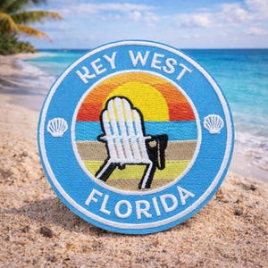 Naszywka/Naszywka do prasowania Key West Florida/Prezent na plażę i ocean/Pamiątka z wybrzeża/Haftowana aplikacja do naszycia na odzież, kamizelkę/kurtkę, plecak