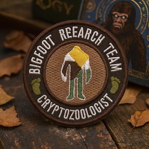 Bigfoot Research Team Patch/Iron-On Patch/Cryptozoologist Gift/Sasquatch Myth/Embroidered Sew-On Applique for Vest/Jacket, Clothes, Backpack