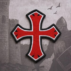 Knights Templar Cross Patch/Iron-On Patch/Medieval Crusades/Christian Biker/Embroidered Sew-On Applique for Clothing Jacket Backpack Hats