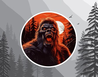 Bigfoot "Believe" Moon Forest Decal – Sasquatch Design For Car, Truck, Or Window – 3.5 Inch Vinyl Sticker