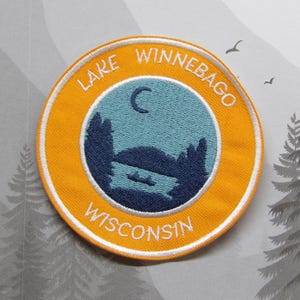 Iron On Lake Winnebago Patch/Souvenir Applique for Jacket & Clothing/Backpack/Wisconsin Patch/Lake Life Gift/Boating Badge/Outdoor Travel