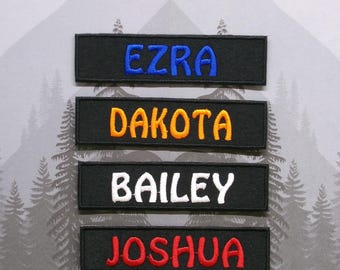 Custom Embroidered Name Tag Patch, Iron-On or Sew-On Applique for Jacket Backpack, Personalized Badge, Outdoor Gear Label, Camp Supplies