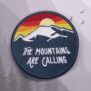 Iron On The Mountains Are Calling Patch, Embroidered Applique for Jacket Backpack, Adventure Gift Idea, Hiking Badge, Mountain Explorer