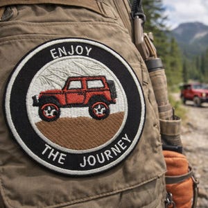 Enjoy The Journey Patch/Iron-On Patch/Road Trip/Offroad 4x4 Rig/Trail Adventure/Embroidered Sew-On Applique for Clothing Jacket Hat Backpack