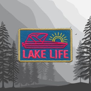 lake patch, lake life patch, trucker hat patches, summer patch, boating patch, glitter patch, preppy patch, iron on patch, patches for hat