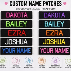 Custom Embroidered Name Tag Patch, Iron-On or Sew-On Applique for Jacket Backpack, Personalized Badge, Outdoor Gear Label, Camp Supplies