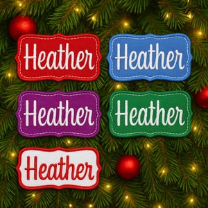 Personalized Christmas Patch/Iron-On Patch/Embroidered Sew-On Applique Name Tag for Custom Stocking/Custom Santa Label/Kids Gift Tag/Festive