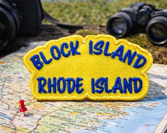 Block Island Rhode Island Patch/Iron-on Patch/Nature Badge/Embroidered Sew-On Applique for Clothing Vest/Jacket Hat Backpack Tote Bags Gear