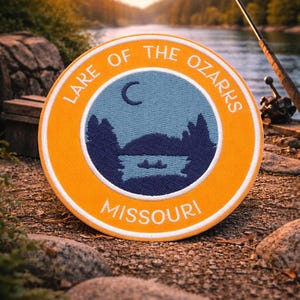 Lake Of The Ozarks Patch/Missouri Souvenir/Iron-On Patch/Nature Fishing Camping/Embroidered Sew-On Applique for Clothing Vest Hats Backpack