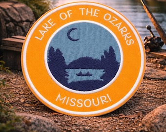 Lake Of The Ozarks Patch/Missouri Souvenir/Iron-On Patch/Nature Fishing Camping/Embroidered Sew-On Applique for Clothing Vest Hats Backpack