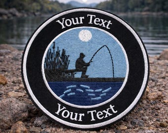 Custom Text Patch/Personalized Fishing Gift/Iron On Patch//Fisherman Lake Life/Embroidered Sew-On Applique for Vest/Jacket Clothing Backpack