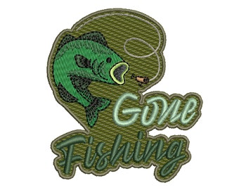 Gone Fishing Patch Embroidered DIY Iron-on/Sew-on Applique Badge Backpack Vest Jacket Jeans Clothing Bag Costume Bass Catfish Bluegill Trout