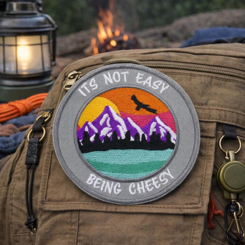 Custom Text Patch w/Mountain/Iron-On Patch/Personalized Gifts//Hiker & Camping/Embroidered Sew-On Applique for Clothing Vest/Jacket Backpack image 3