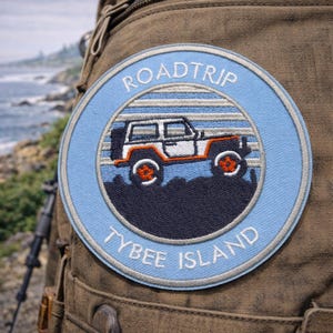 Tybee Island Patch/Iron-On Patch/Road Trip Souvenir/4WD Offroad Adventure/Embroidered Sew-On Applique for Clothing Vest/Jacket Hat Backpack