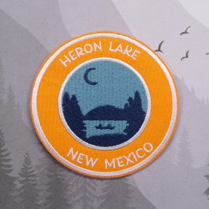 Iron On Heron Lake Patch/Souvenir Applique for Jacket & Clothing/Backpack/New Mexico Patch/Lake Life Gift/Boating Badge/Outdoor Travel