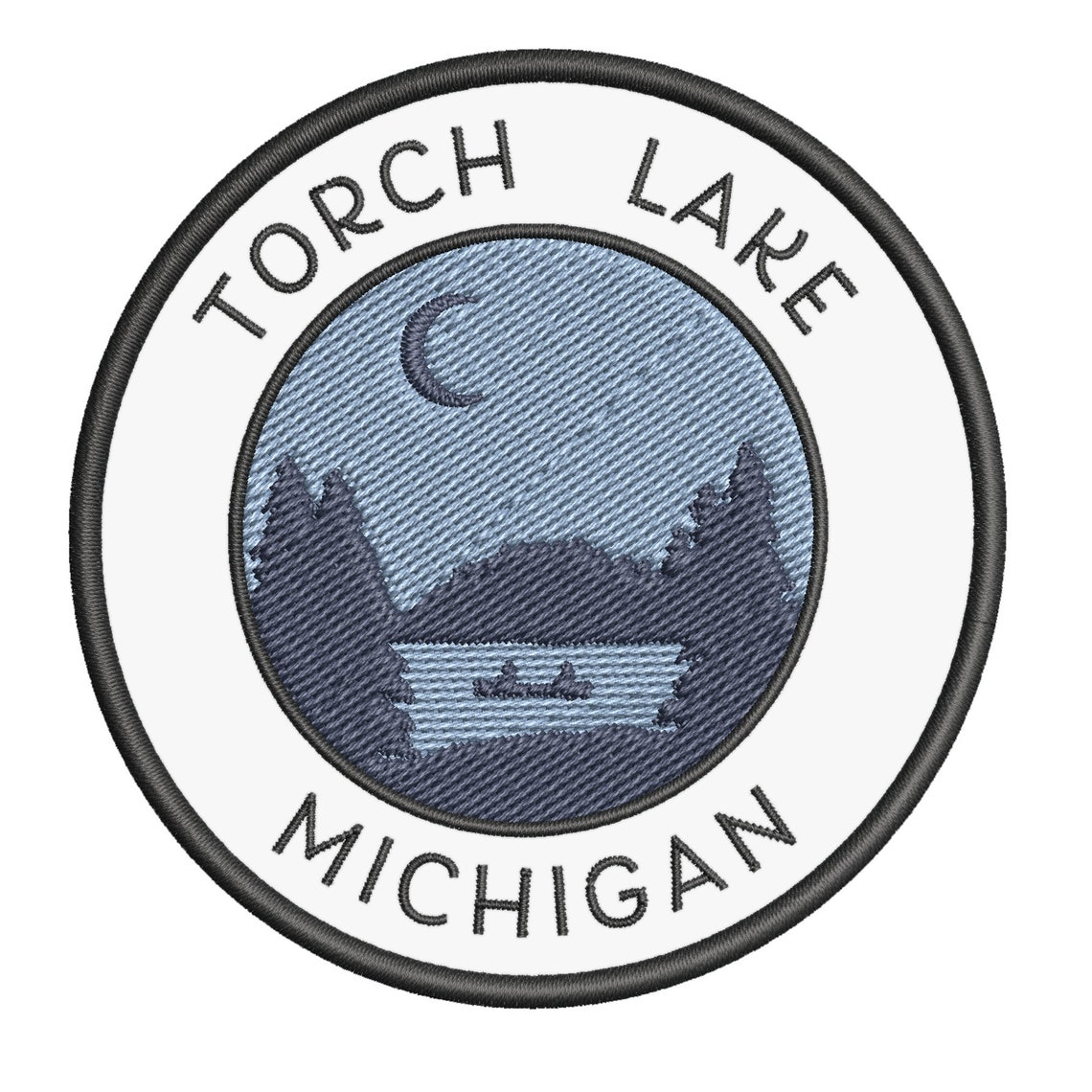 Torch Lake Michigan with Moon Embroidered Patch IronOn/SewOn Etsy