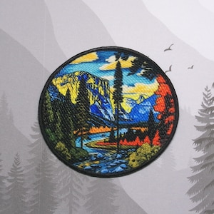 Iron On Yosemite Patch, Sew-On Hiking Applique for Backpack Jacket, National Park Patch, Outdoor Adventure, Mountain Sunset, Trail Patch