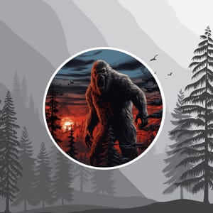 Roaring Sasquatch in the Forest Decal, Bigfoot Vinyl Stickers Decals, Cryptid Decal for Laptop Car Truck Window Bumper Graphics, Myth Legend