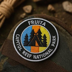 Fruita Capitol Reef-patch/Utah-souvenircadeau/National Park/strijkijzerpatch/wandelen camping avontuur/geborduurde appliqué voor kledingrugzak