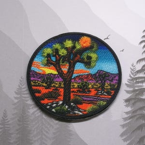 Iron On Joshua Tree Patch, Sew-On Adventure Badge for Backpack Jacket, Hiking Trail Gift, National Park Patch, Desert Sunset Wilderness Gift