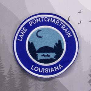 Iron On Pontchartrain Lake Patch/Souvenir Applique for Jacket & Clothing/Backpack/Louisiana Patch/Lake Life Gift/Boating Gift/Outdoor Travel