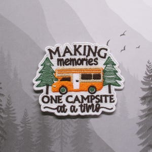 Iron On RV Camping Patch, Embroidered Applique for Jacket Backpack, Travel Gift Idea, Camper Van Badge, Making Memories Patch, Motorhome