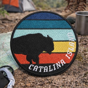 Catalina Island Patch/Iron-On Patch/Buffalo Park Souvenir Gift/Embroidered Sew-On Applique for Vest/Jacket Clothing Backpacks Hats Gear