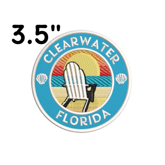 Parche termoadhesivo de Clearwater, Florida, bordado para chaqueta, ropa,  mochila, vacaciones en el océano, insignia de concha, playero, costero
