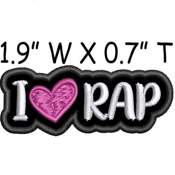 I Love Rap Patch Embroidered Iron-on Applique for Clothing Vest Jacket Backpack, Music Genre, Headphones Records Instrument, Underground