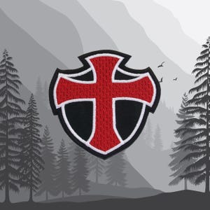 Iron On Knight Templar Patch, Embroidered Shield Crest for Backpack Jacket Vest, Medieval Applique Badge, Coat of Arms Patch, Crusader Cross