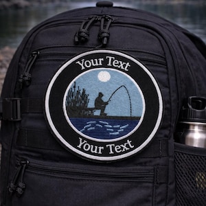 Custom Text Patch/Personalized Fishing Gift/Iron On Patch//Fisherman Lake Life/Embroidered Sew-On Applique for Vest/Jacket Clothing Backpack image 3