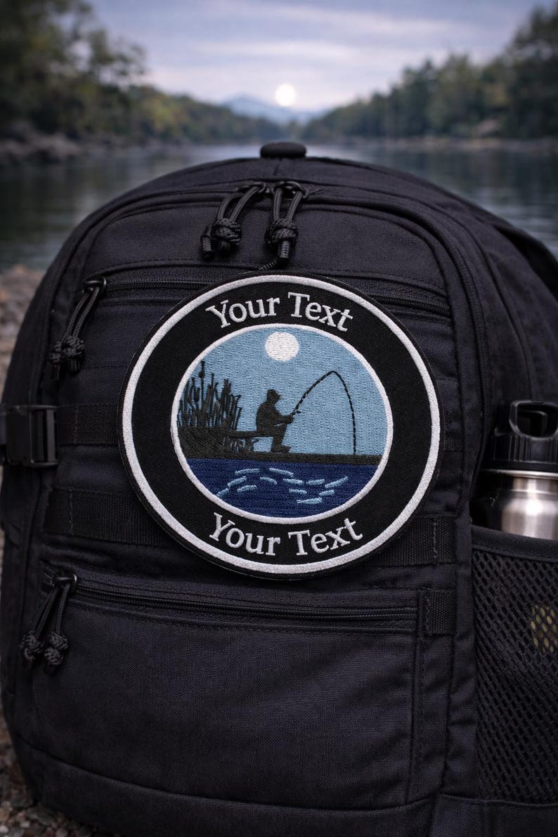 Custom Text Patch/Personalized Fishing Gift/Iron On Patch//Fisherman Lake Life/Embroidered Sew-On Applique for Vest/Jacket Clothing Backpack image 3
