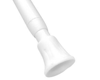White Telescopic Spring Loaded Extendable Tension Rod for Net Curtains and Voiles - Easy to Fit Twist and Fit