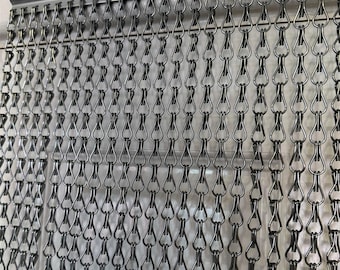 Grey Or Bronze Double Hook Aluminium Chain Fly Screen Door Curtain 120cm x 210cm