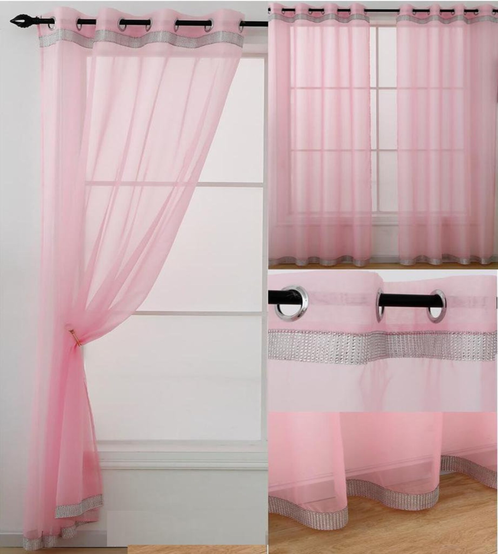 LAS VEGAS Sparkle Soft Voile Curtain Panel With Glittery Etsy UK