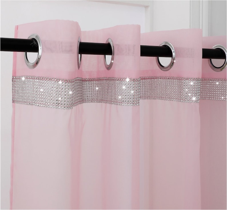 LAS VEGAS Sparkle Soft Voile Curtain Panel With Glittery Etsy UK